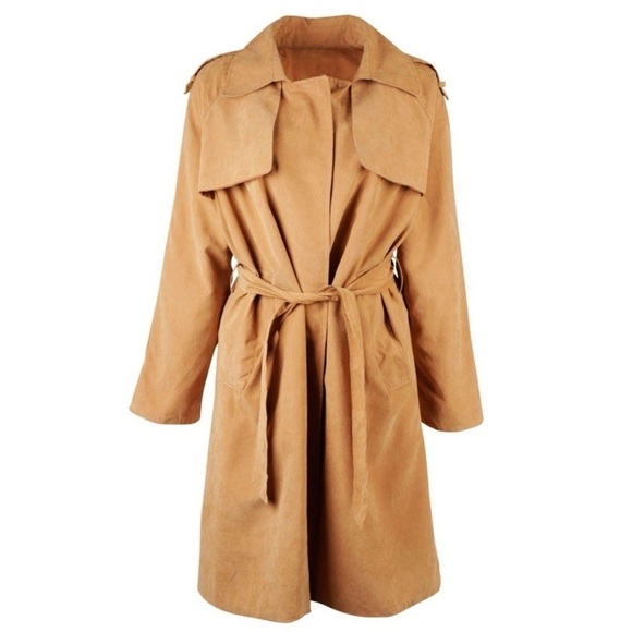 Nasty Gal Jackets & Blazers - NASTY GAL • Camel Tan Extreme Shoulder Trench Coat Winter Fall Jacket